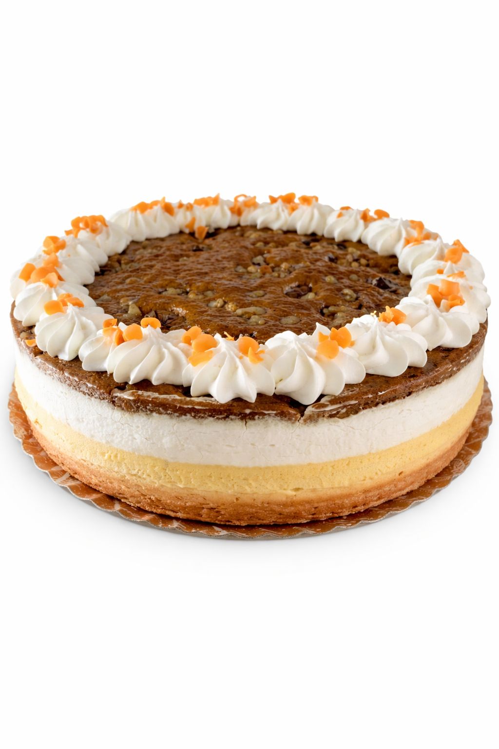 carrot cheesecake con bizcocho de zanahoria y nueces, frosting de nata y tarta de queso.